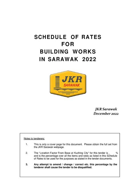 schedule of rate jkr 2022